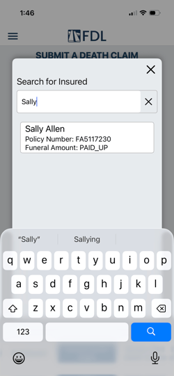 search for insured or policy