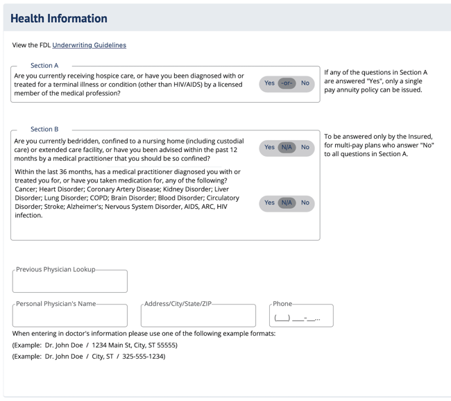 health info section