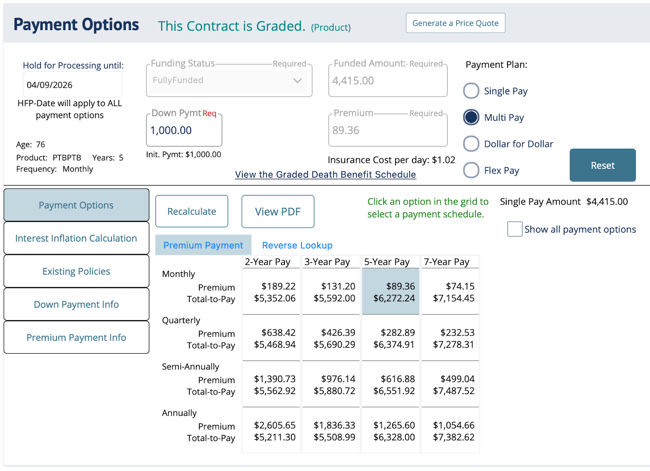 payment options section in digicon