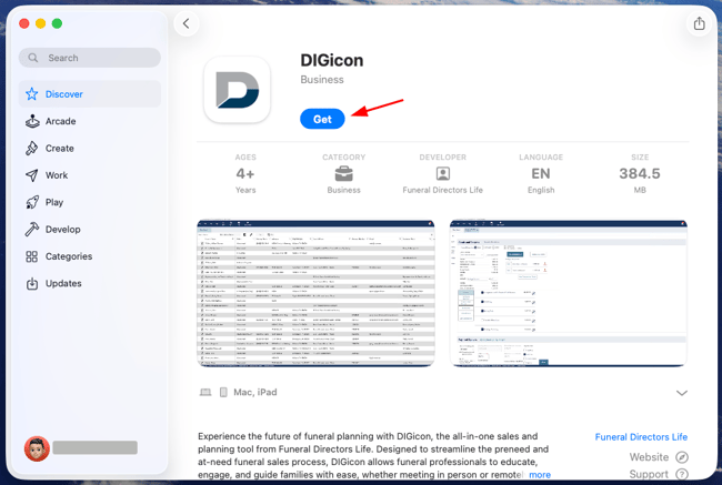 get button on mac app store