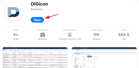 open button on mac app store