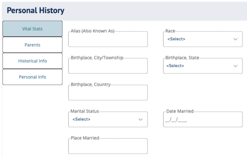 personal history section in digicon