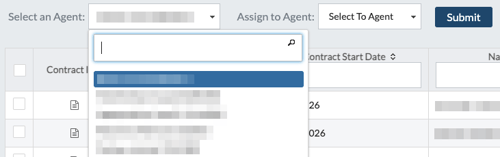 dropdown to select the agent who currently has the contract