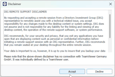 disclaimer window