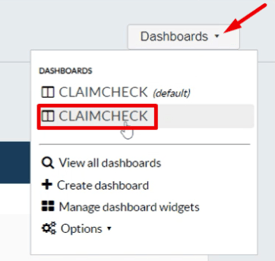 select Claimcheck dashboard