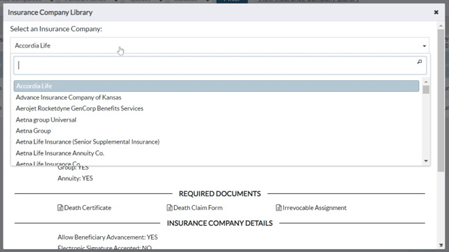 enter the name of the insurance company