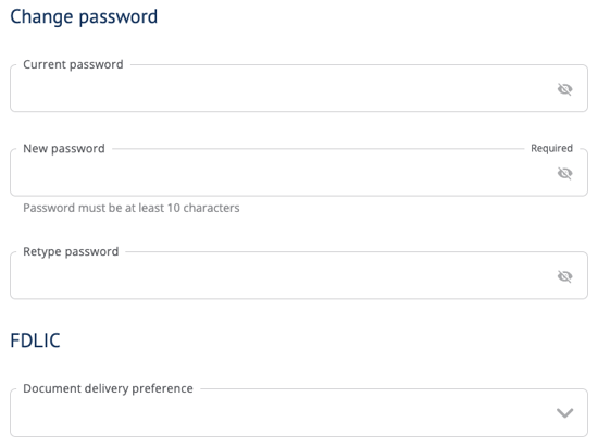 change password and update delivery method preference