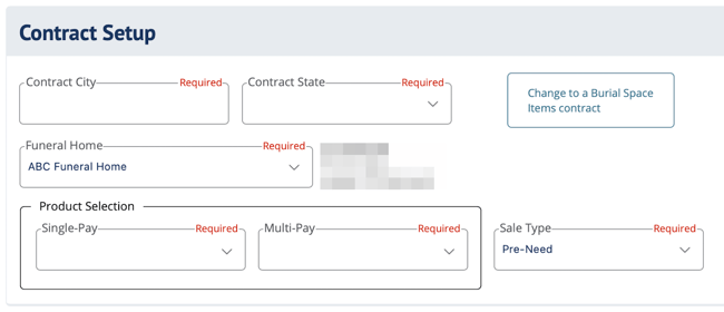 contract setup section