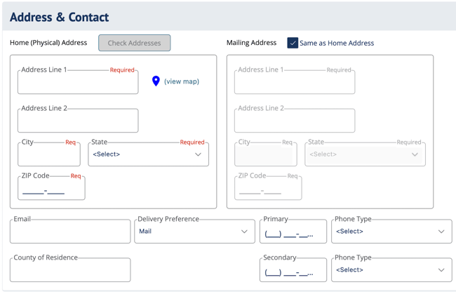 address and contact section in digicon