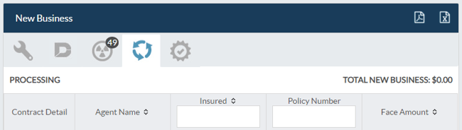 processing tab