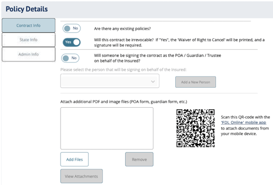 policy details section in digicon